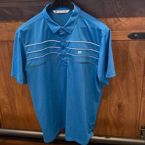 Travis Mathew Blue Short Sleeve Golf Shirt. Size XL.